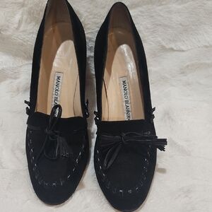 Manolo Blahnik Black Tassel Loafers